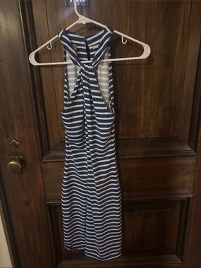 Ellie Kai navy and light blue striped  Keyhole Halter Dress
Size 2